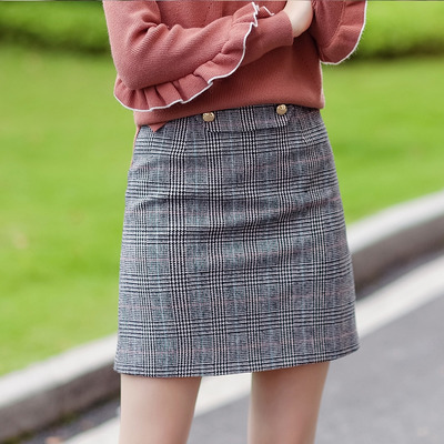 Zipper Splicing Lattice Was Thin And Woolen Woolen Skirts