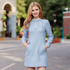 Solid Color Long-Sleeved Small Incense Slim Thick Woolen Dress