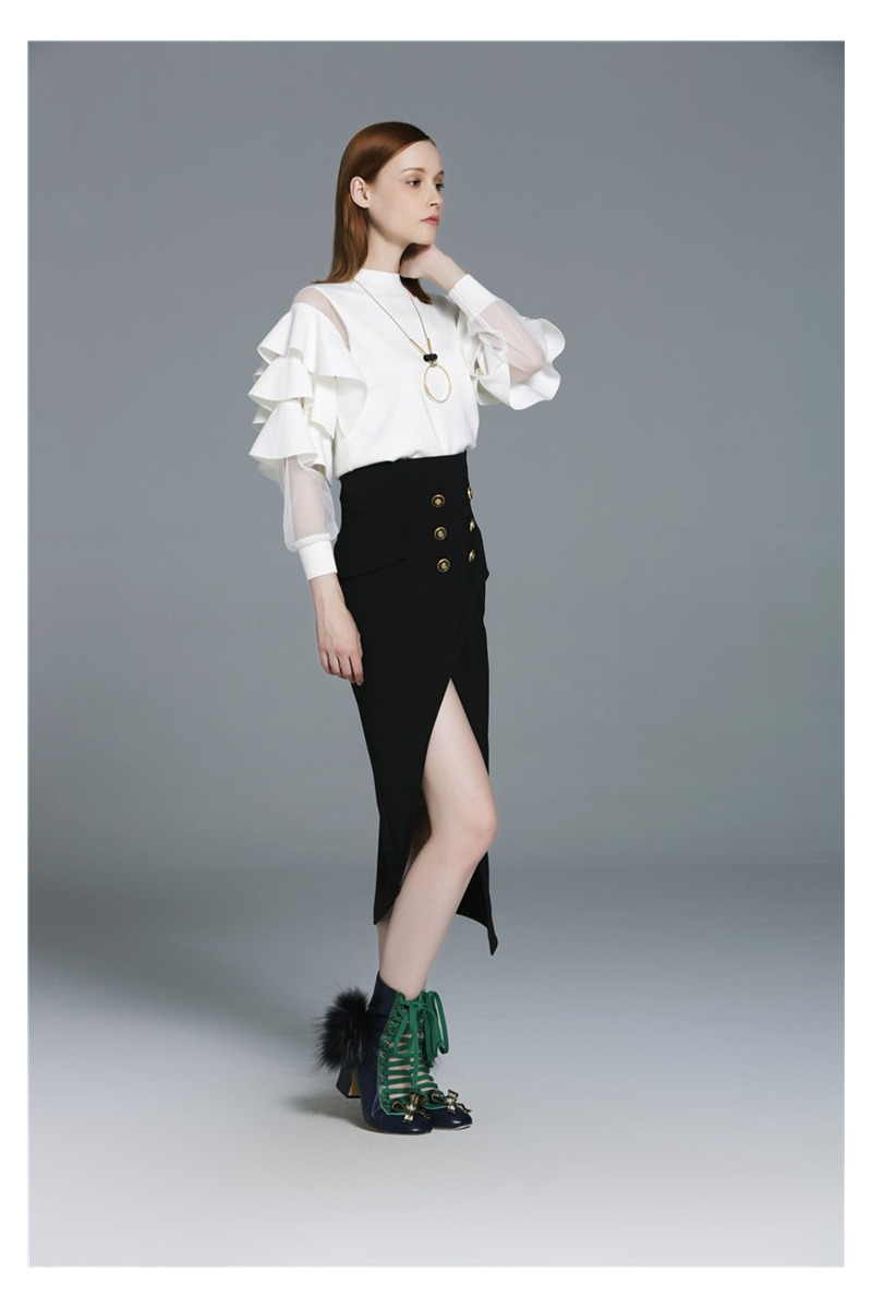 Mode Sexy Naht Lotus-Blatt-Rundhals-Pullover | VoguesUs