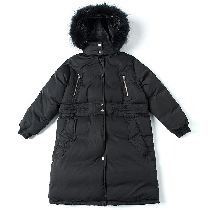 Simple Fashion Warm Waist In The Long Hair Down Jacket | VoguesUs