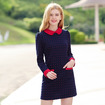 Hit The Color Point Red Doll Collar Plus Cashmere Was Thin Woolen Dress