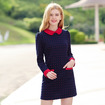 Schlagen Sie Die Farbe Der Punkt Rot Puppe-Kragen Plus War Cashmere Dünne Woolen Dress