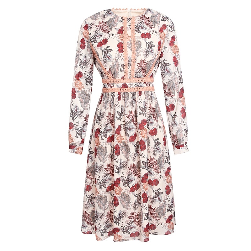Round Neck Temperament Ladies And Chiffon Mid-Length Dress