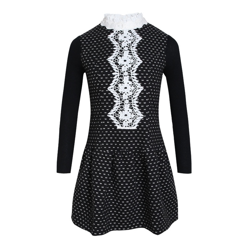 Korean Wave Lace Stitching Base Warm Plus Velvet Dress