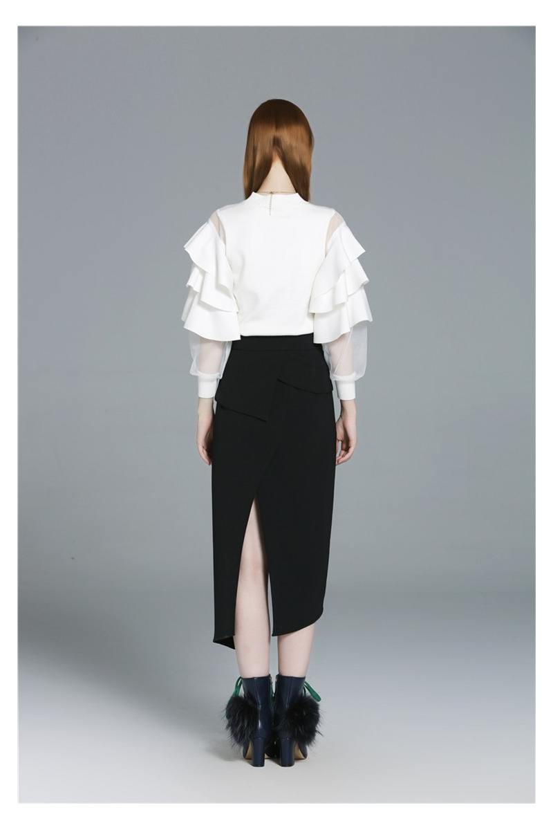 Mode Sexy Naht Lotus-Blatt-Rundhals-Pullover | VoguesUs