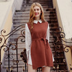 Ribs Round Neck Sleeveless Knit Skirt Long-Sleeved Shirt Skirt Two-Piece
