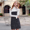 Hit Farbe-Kragen Und Samt Temperament Damen Kleid