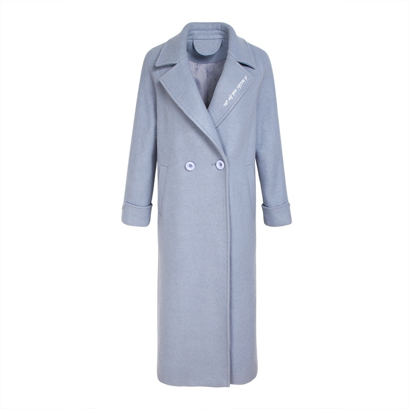 Solid Color Straight Thick Double-Breasted Cocoon Woolen Coat