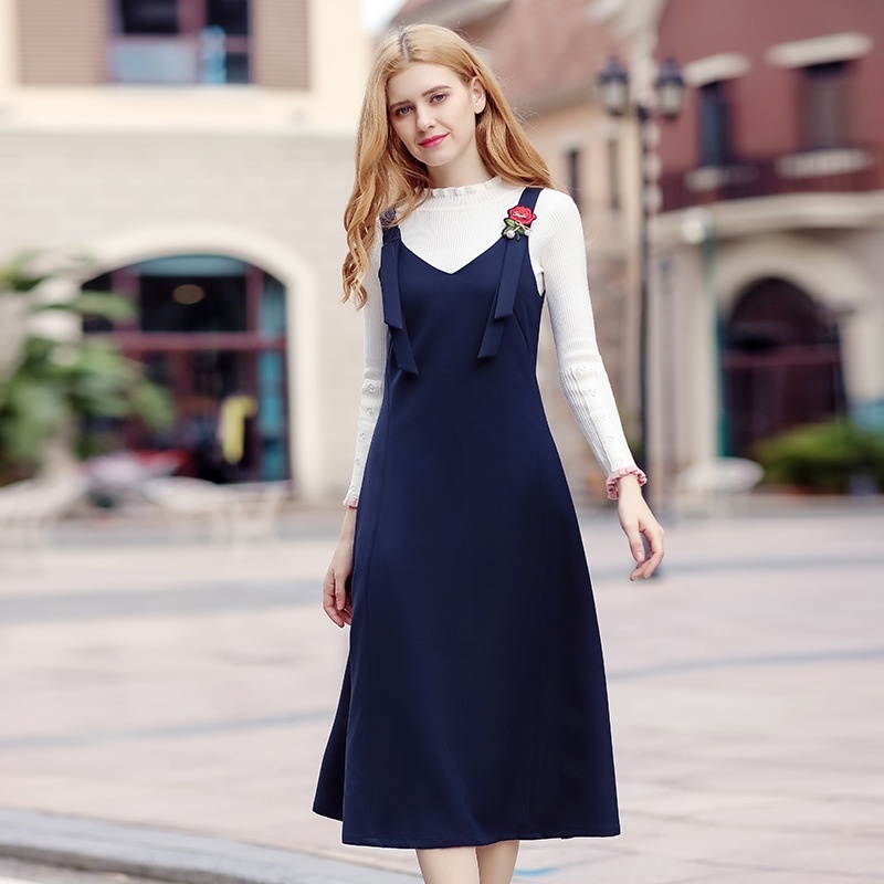 Zipper Stitching Strap Long Sleeveless Harness Dress