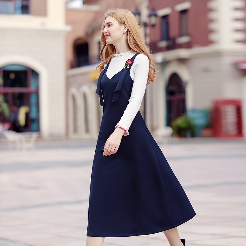 Zipper Stitching Strap Long Sleeveless Harness Dress