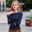 Round Neck Hit The Color Mosaic Stitching Ladies Sweater