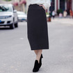 Solid Color Waist Elastic Waist Oblique Pocket Wild Pencil Skirts