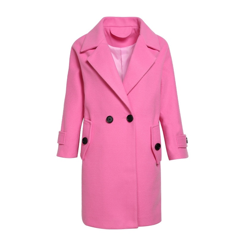 De Couleur Unie Petite Encens Chaud Revers De Costume Manteau De Laine