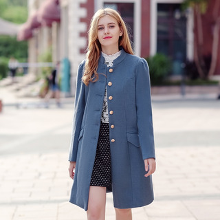 Solid Color In The Long Section Single Breasted Wool Coat