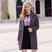 Lapel Suit Collar Woolen Single-Breasted Plaid Coat
