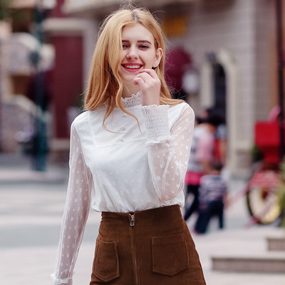 Blanc Chaud, Plus Velours Au Dos Doux Sauvage De La Dentelle En Mousseline De Soie Chemise