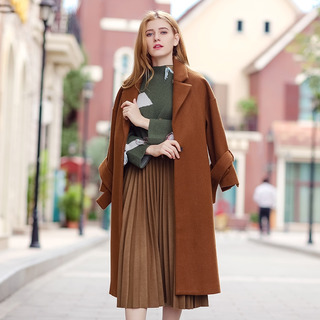 Sleeveless Collar Cuff Loose Collar Knee Long Wool Coat