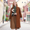 Sleeveless Collar Cuff Loose Collar Knee Long Wool Coat