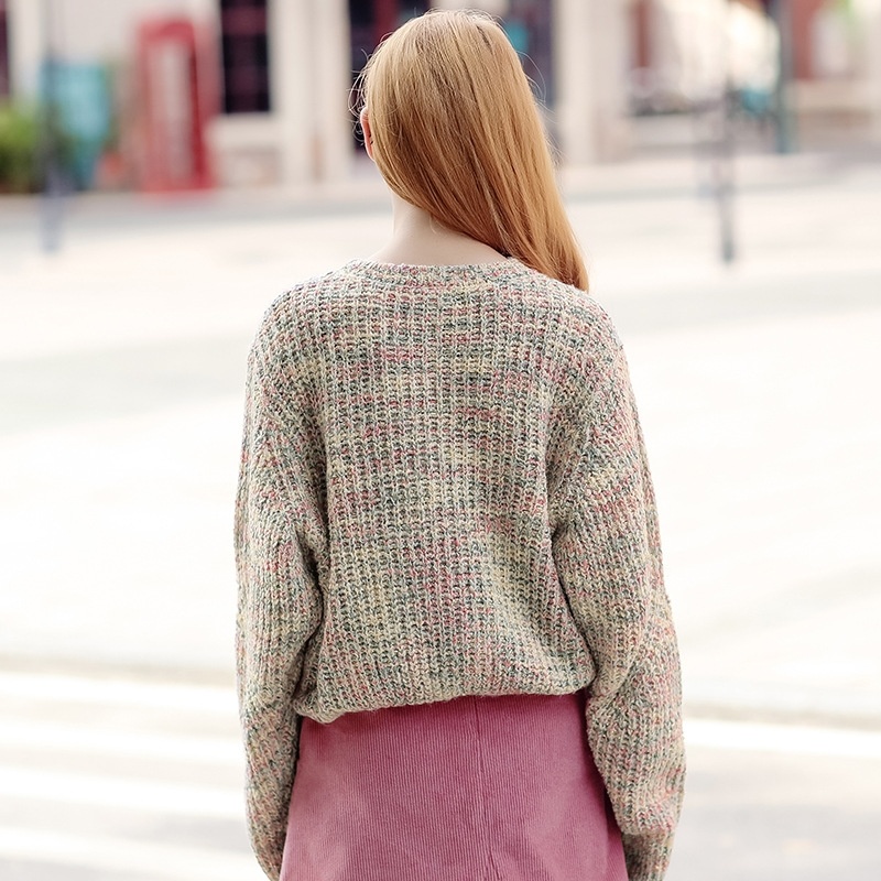 Round Neck Hedging Lantern Sleeve Sweet Joker Sweater