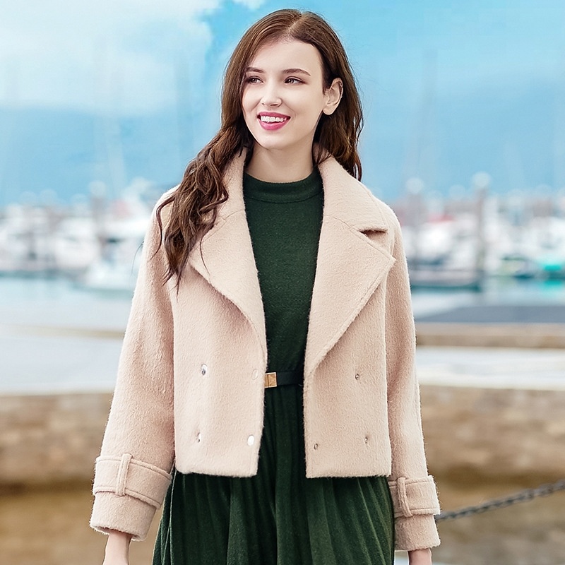 Double Breasted Alba Short Lapel Wool Winter Jacket