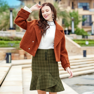 Double Breasted Alba Short Lapel Wool Winter Jacket