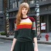 Fashion Casual Round Neck Multi Striped Sweater