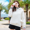 Gestreift Nähte Kapuze Zwei Kurze Pullover