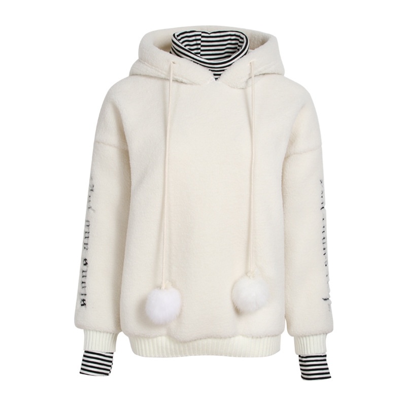 Striped Stitching Two Hood Short Sweater