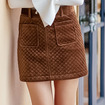 Stitching Warm Velvet Winter Skirt With Pocket And Belt