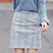 High Waist Check Woolen Skirts With Metallic Detail