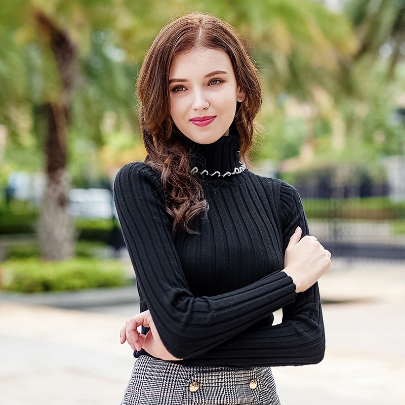 Ripp-Stehkragen, Warm, Schlank Pullover