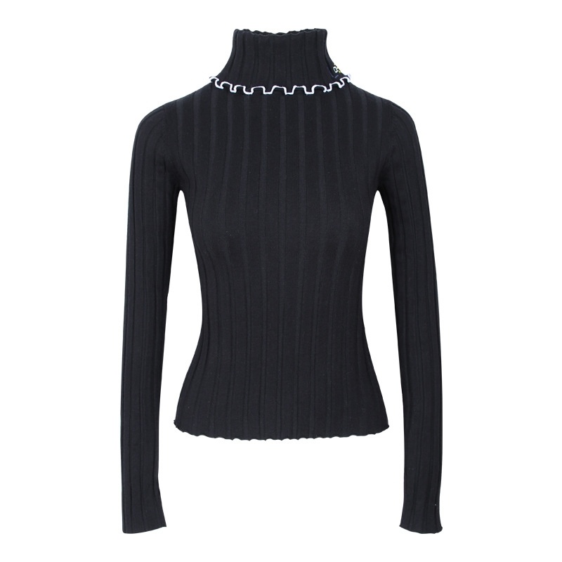 Rib High Collar Warm Slim Sweater