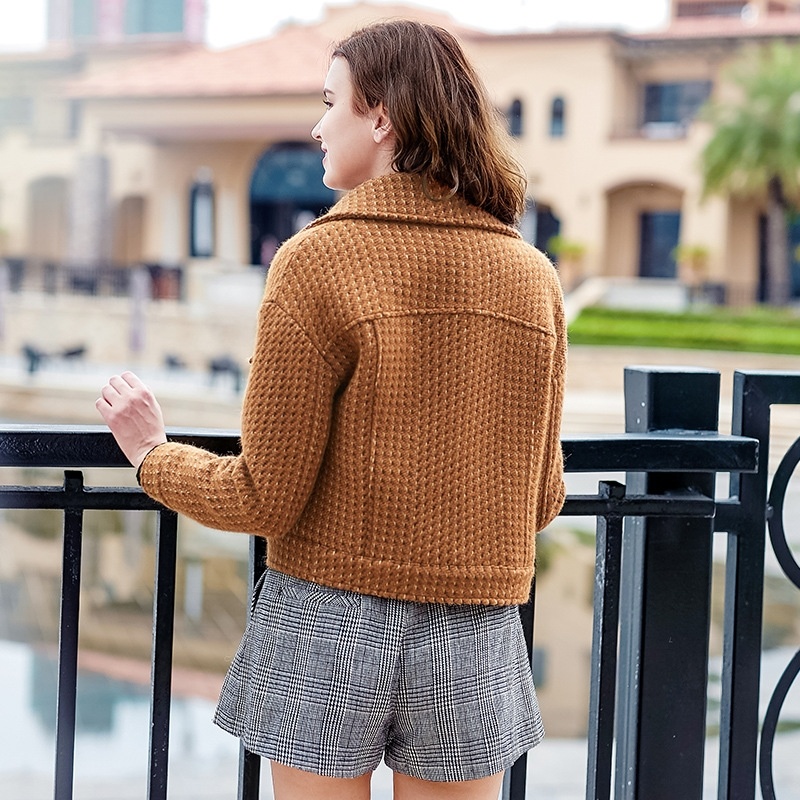Plaid Single Breasted Quilted Cotton Wool Jacket