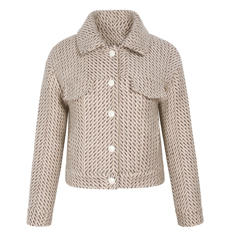 Plaid Unique À Poitrine Matelassé Coton Veste En Laine