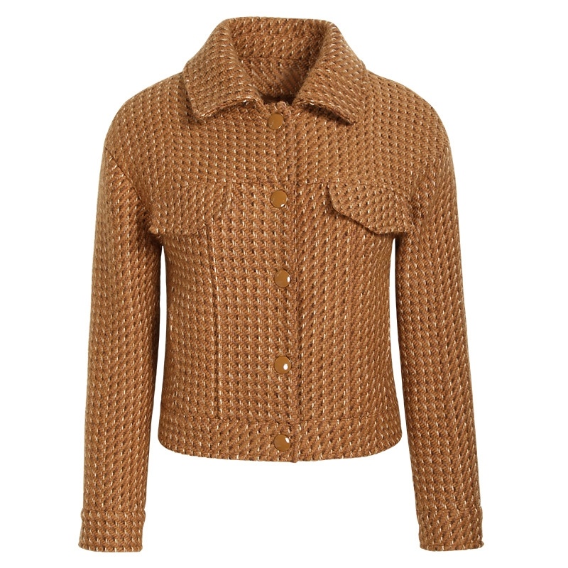 Plaid Single Breasted Quilted Cotton Wool Jacket