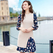 Le week-end et de Fleurs à Manches Longues Robe imprimée et sans Manches Robe en Maille Deux Ensembles