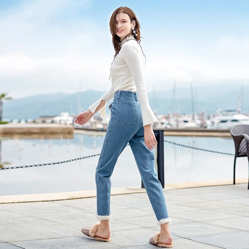 Invierno Sophie De La Alta Subida De Los Pantalones Vaqueros Con