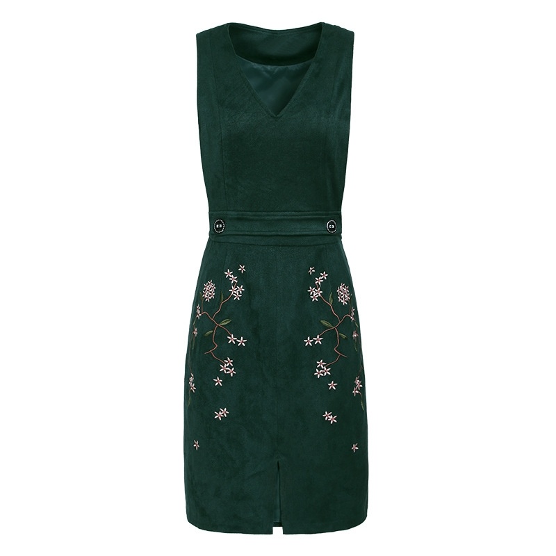 Inspiration of Nature Floral Embroidery V Neck Camisole Strap Dress