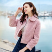 Crushing On You Lapel Fur Splicing Single Breasted Jacket With Buttoned Cuffs