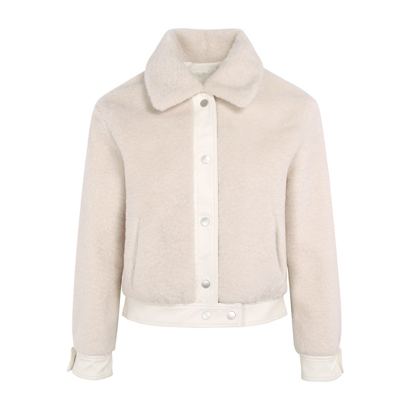 Écrasement Sur Vous Revers En Fourrure Épissage Single Breasted Veste Avec