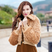 Intrigued Faux Fur Lapel Rib Sleeve Velvet Warm Jacket Coat With Ring Zip