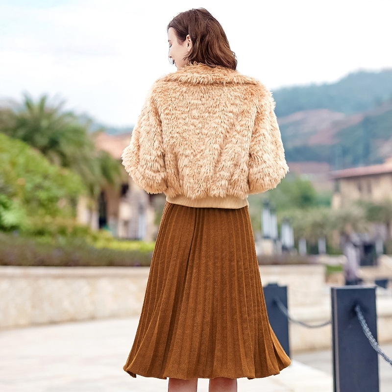 Intrigué Fausse Fourrure Revers De Côtes De La Manche De Velours, Une Veste Chaude, Manteau Avec Anneau