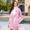 Uptown Girl Pink Cartoon Embroidery Woolen Coat