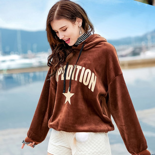 Streifen und Hauben Hoher Kragen Layered Splicing Samt Pullover |