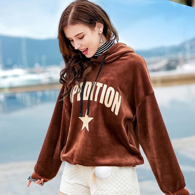 Stripes and Hoods High Collar Layered Splicing Velvet Sweater |