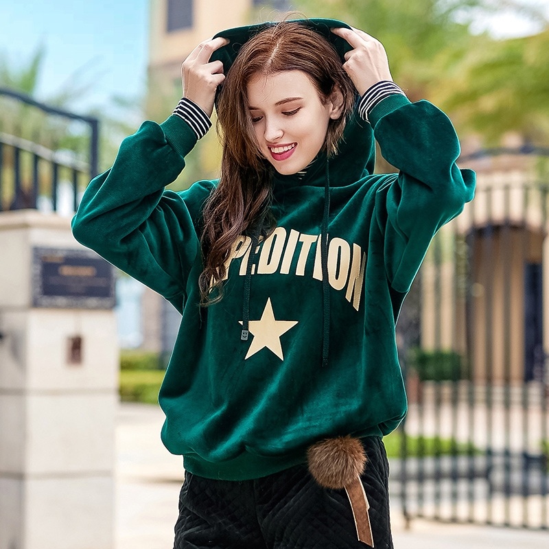 Stripes and Hoods High Collar Layered Splicing Velvet Sweater |