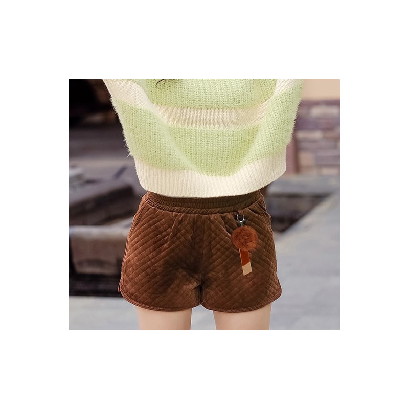 Elastische Taille Gerader Boden Warm Wilden Plüsch Shorts | VoguesUs