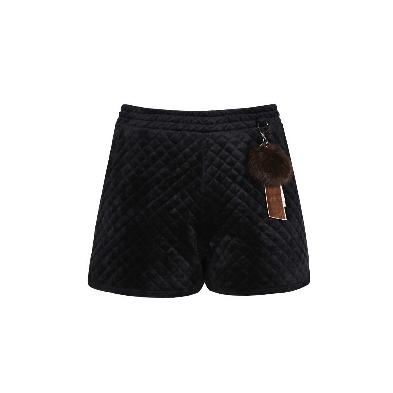 Elastic Waist Straight Bottom Warm Wild Plush Shorts | VoguesUs