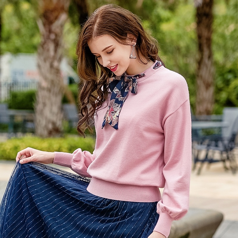 Juste Pour Vous Rose Tour De Cou Noeud Papillon Dames De Dentelle Tricot Pull |