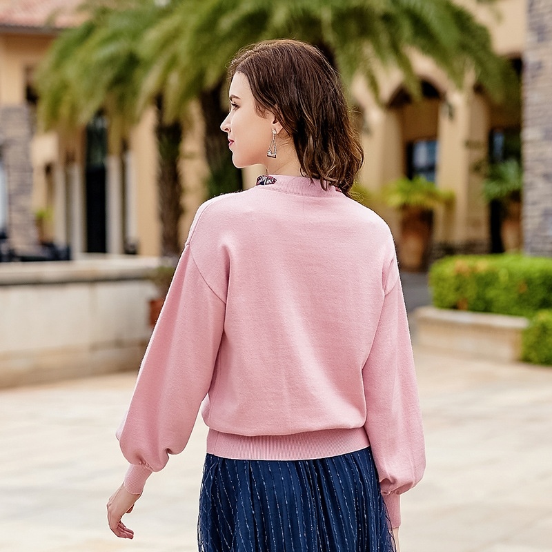 Juste Pour Vous Rose Tour De Cou Noeud Papillon Dames De Dentelle Tricot Pull |